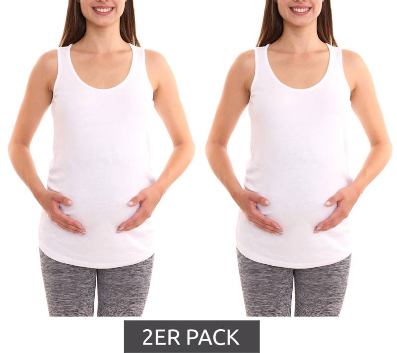 2er Pack neun 9 monate Damen Sommer-Top schlichtes Schwangerschafts-Shirt Umstandsmode 65642053 Weiß von neun 9 monate