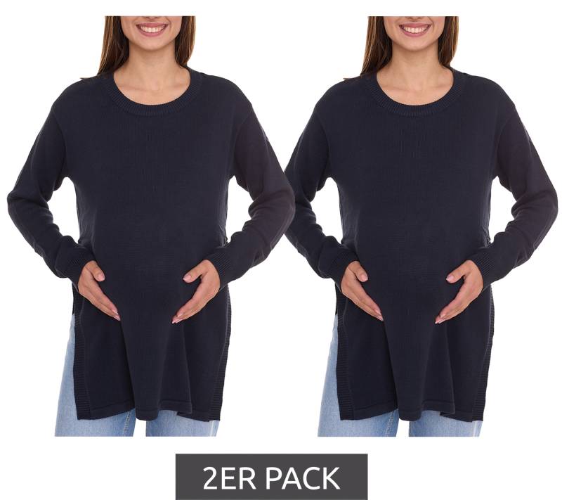 2er Pack neun 9 monate Damen Strickpullover Umstandsmode Schwangerschafts-Pulli 24659305 Dunkelblau von neun 9 monate