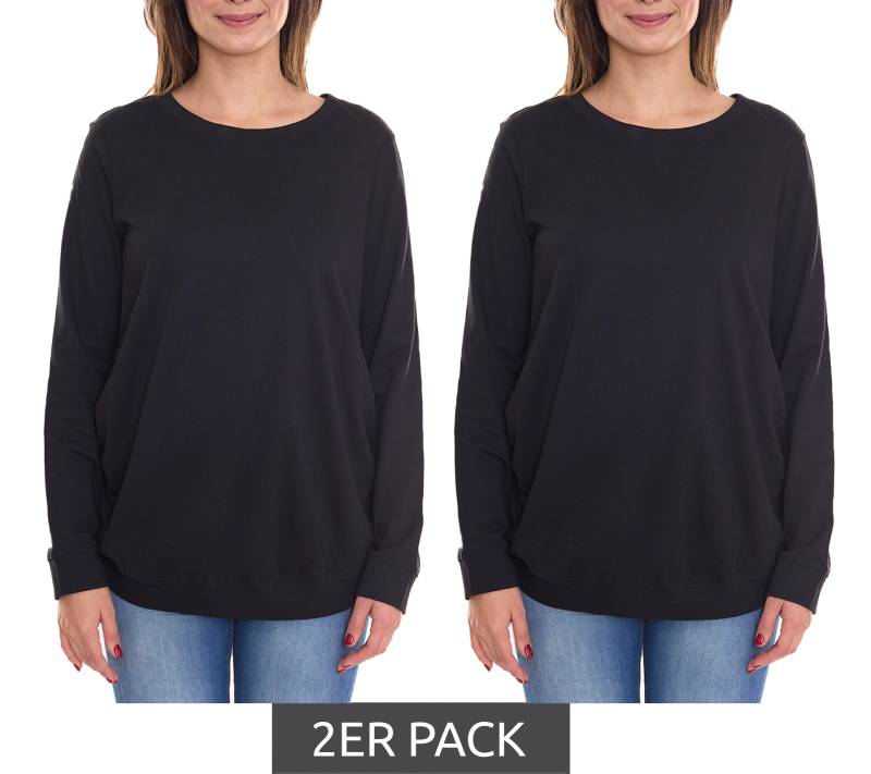 2er Pack neun 9 monate Damen schlichtes Schwangerschafts-Shirt Umstands-Mode Sparpack 51076156 Schwarz von neun 9 monate