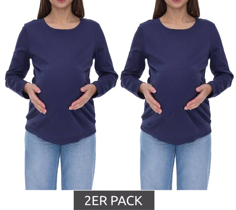 2er Sparpack neun 9 monate Damen schlichtes Schwangerschafts-Shirt Umstands-Mode 58374154 Dunkelblau von neun 9 monate
