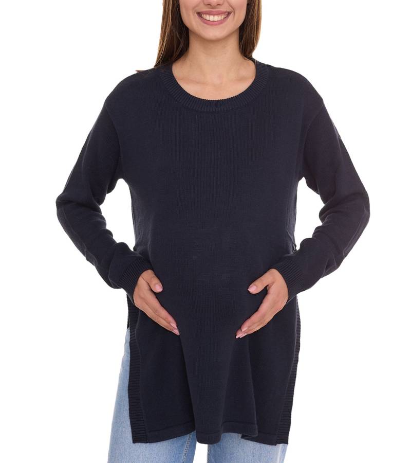 neun 9 monate Damen Strickpullover Umstandsmode Schwangerschafts-Pulli 24659305 Dunkelblau von neun 9 monate