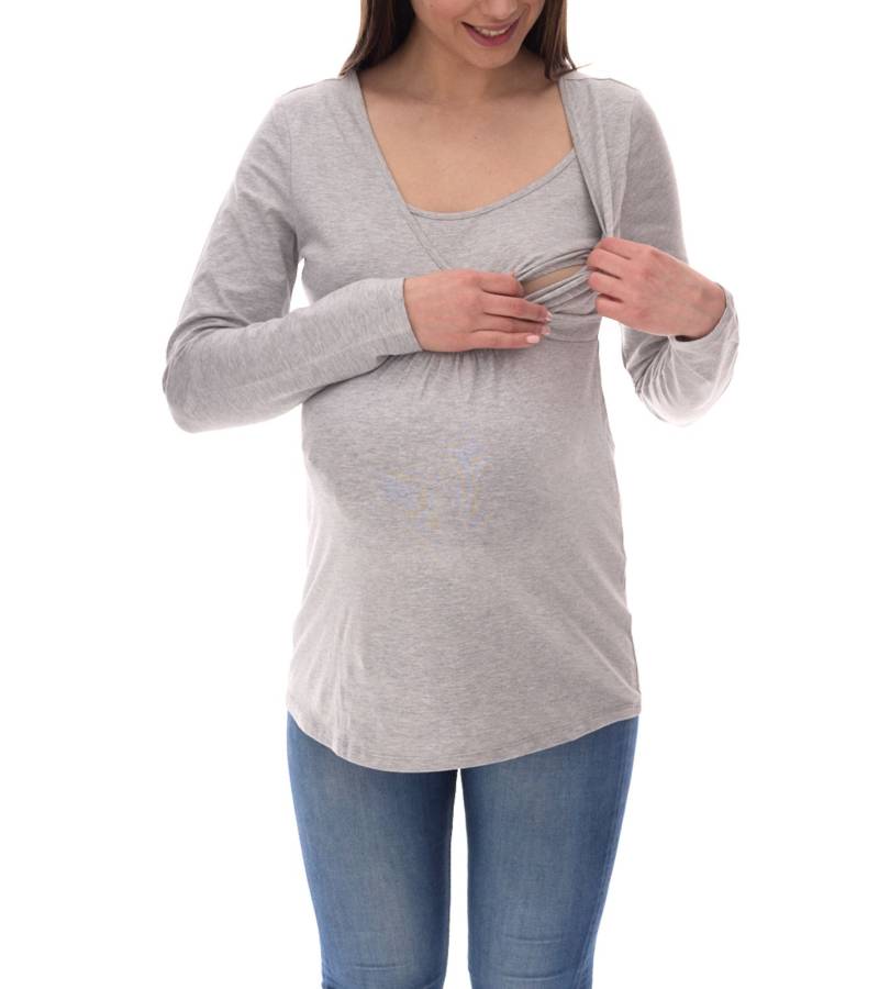 neun 9 monate Damen schlichtes Schwangerschafts-Shirt Umstands-Mode 44189220 Grau von neun 9 monate