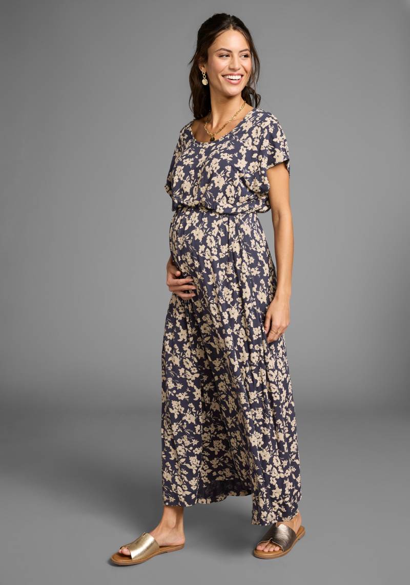 Neun Monate Umstandskleid "Langes Schwangerschafts- und Still-Kleid" Ohne Taschen Jersey-Kleid für Schwangerschaft und Stillzeit von neun monate