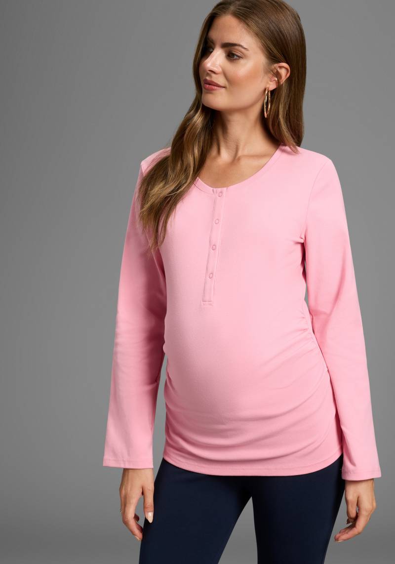 Neun Monate Umstandsshirt "2er Pack Stillshirts mit praktischem Ausschnitt", (2 tlg.), 2er Pack Umstands-Shirt für Schwangerschaft und Stillzeit von neun monate