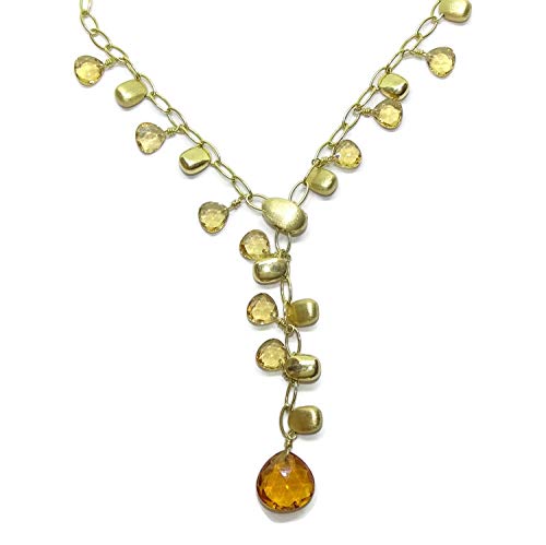 18k Gold Nuggets & Bernstein Citrin Collier | Vintage Choker | Halskette mit Steinanhänger | Luxusschmuck | 21.30g Gelbgold | Modegeschenk Frau | Hochzeitstag Geschenk | Geschenk für besondere von never say never