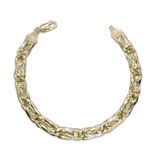 Armband aus 18-karätigem Gelbgold für Herren, Modell Doppelpanzer, 3 x 1, flach, 8 mm breit, groß und auffällig. 21 cm lang, 13.70 g 18-karätiges Gold. Armband aus 18-karätigem Gelbgold für Herren, Modell Doppelpanzer, 3 x 1, flach, 8 mm breit, groß und auffällig. 21 cm lang, 13.70 g 18-karätiges Gold. von never say never