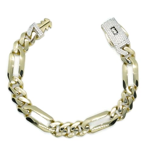Atemberaubendes Herren-Armband aus 18-karätigem Gelbgold, 21,00 cm lang und 1,10 cm breit, Modell 3 x 1, Monaco-Verschluss. 20,70 g 18-karätiges Gold von never say never