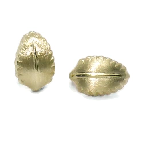 Damen-Ohrringe aus 18 Karat Gelbgold in Blattform matt und glänzend. von never say never