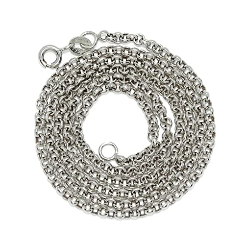 Damenkette aus 18 Karat Weißgold, flaches Rolo-Modell, 3 mm breit und 50 cm lang mit federbelastetem Verschluss. 4,20 g 18 Karat Gold von never say never