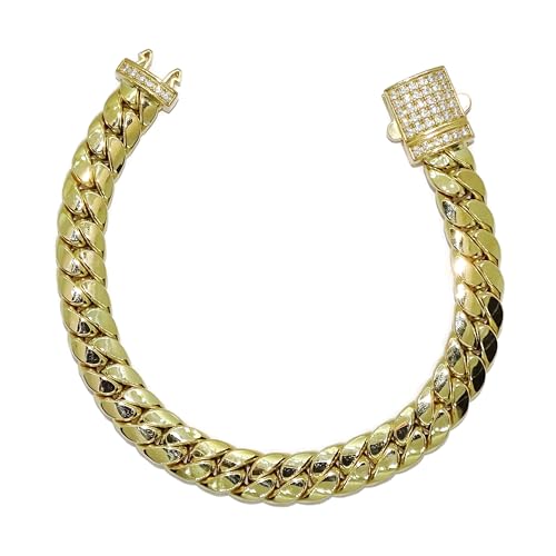 Elegantes Herren-Armband aus 18-karätigem Gelbgold, 22,00 cm lang und 1,00 cm breit, kubanisches Modell, mit Schachtelverschluss, 23.10 g aus 18-karätigem Gold von never say never