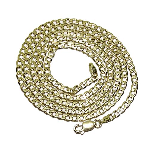 Kette aus 18-karätigem Gelbgold, für Herren, flach, 3 mm breit, 60 cm lang, Karabinerverschluss, Gewicht: 10.30 g Gold erster Güte von never say never