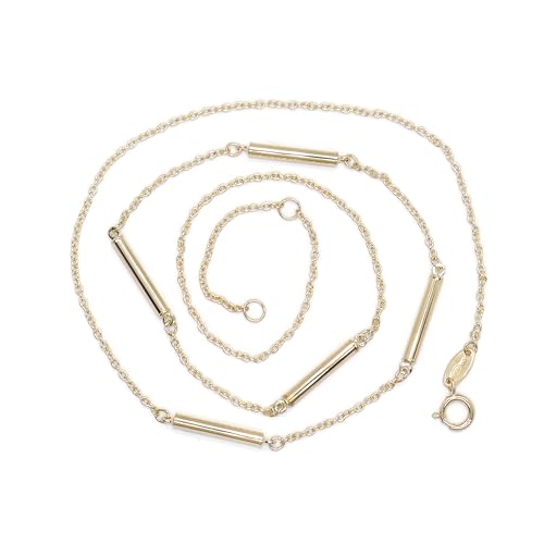 Never Say Never Elegante Halskette für Damen mit 5 Stäben aus 18-karätigem Gelbgold, 45 cm lang, Gewicht: 2,60 g aus 18-karätigem Gold., cm, Gold, Nicht zutreffend von never say never