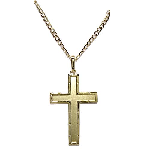 Never Say Never Kreuz aus massivem 18-karätigem Gelbgold für Herren, matt und glänzend, mit 50 cm Panzerkette, massiv, 6,40 g, 18 Karat Gold, Gold von never say never