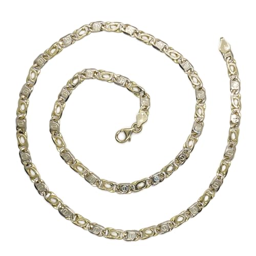 Never Say Never Massive 18-karätige Goldkette für Herren, 5,5 mm breit und 60 cm lang, Modell kombinierte Nägel und Tigerauge. Gewicht: 30,9 g aus 18-karätigem Gold. von never say never