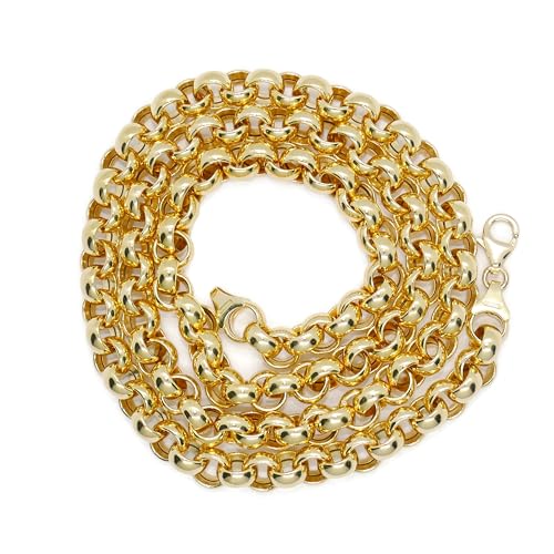 Never Say Never Massive Kette aus 18-karätigem Gelbgold, Modell Rolo, für Herren oder Damen, 7,00 mm breit und 60 cm lang, mit Karabinerverschluss, Gewicht: 30,60 g aus 18-karätigem Gold, cm, Gold, von never say never