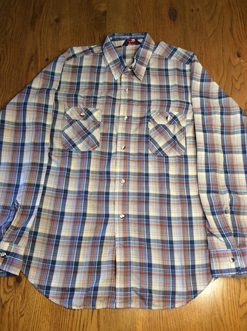 70Er Levi Es Button Down Kariertes Shirt von neverlandvintageco