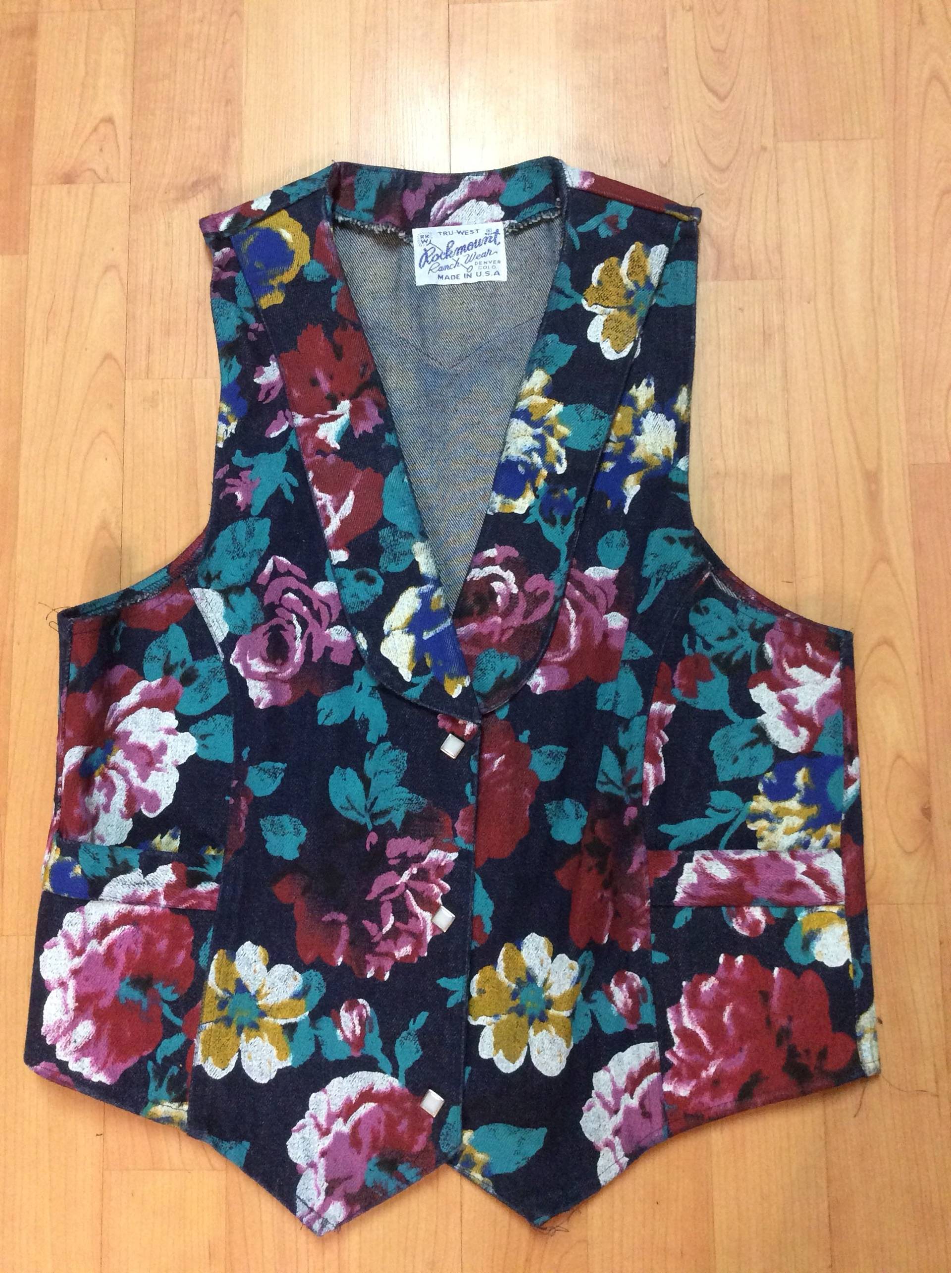 Jahrgang Handbemalt Rockmount Ranch Wear Denim Weste von neverlandvintageco