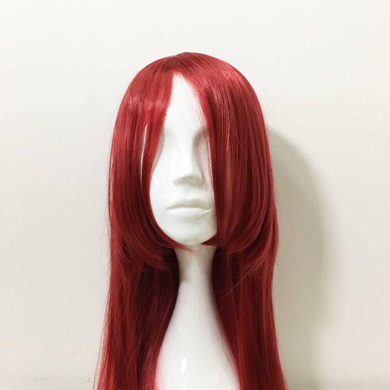 Frauen Rot Extra Lange Gerade Schicht Side Swept Pony Cosplay Anime Perücke Freie Kappe von nevermindyrhead