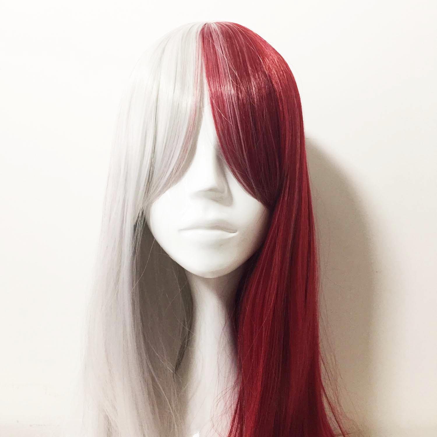 Rot-Weiße Perücke Mit Pony-Lange Anime-Perücken Zwei Ton Lange Gerades Haar Cosplay Perücken Für Kostüm-Party Unisex Rot-Weiße Perücke Mit Pony-Lange Anime-Perücken Zwei Ton Lange Gerades Haar Cosplay Perücken Für Kostüm-Party Unisex von nevermindyrhead