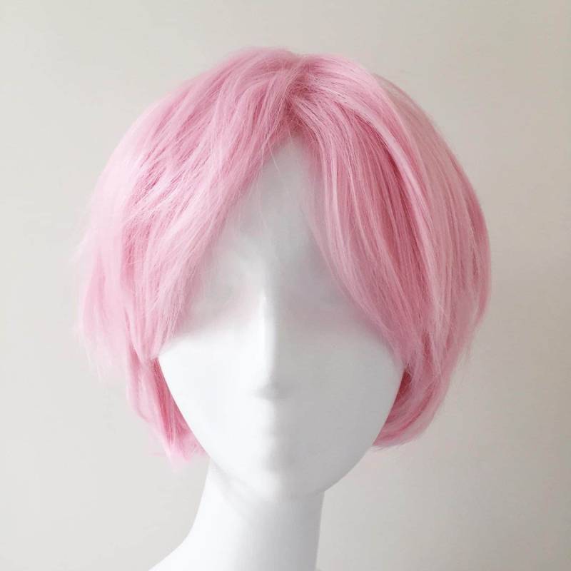 Unisex Pink Anime Kostüm Kurzes Haar Mittelteil Cosplay Perücke von nevermindyrhead