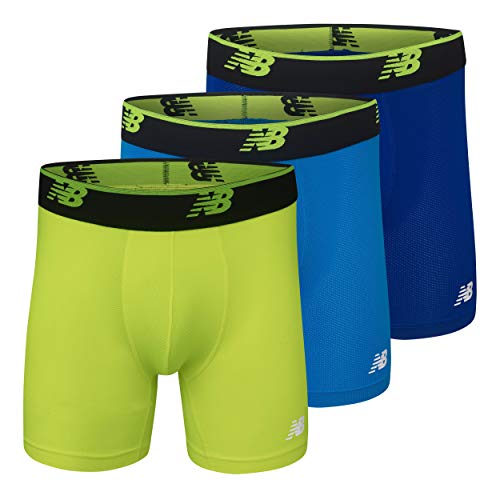 New Balance Men's Mesh 5" No Fly Boxer Brief, Athletic Compression Underwear (3-Pack), Team Royal/Hilite/Bolt, 3X-Large von New Balance