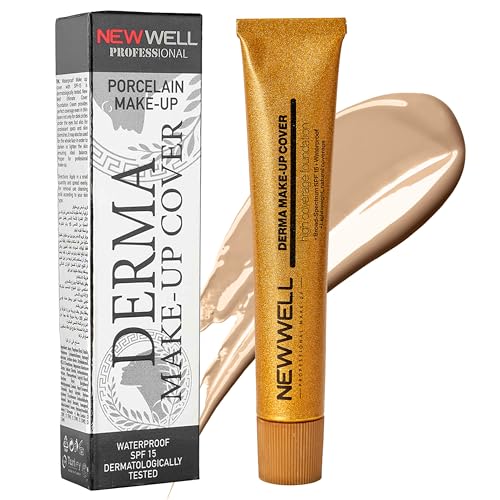 NEW WELL Derma MakeUp Cover Wasserfeste Foundation - Perfekter Teint & hohe Deckkraft - Vegan & natürliche Inhaltsstoffe - Für alle Hauttypen (Silver) von new well