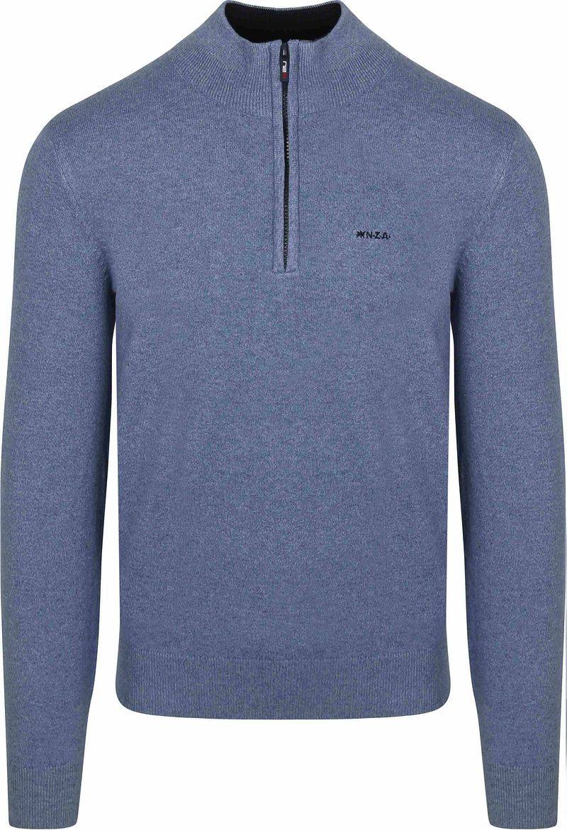 NZA Half Zip Pullover Christopher Melange  Soft Blue - Größe L von new zealand auckland