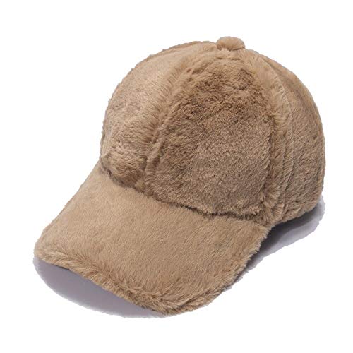 newblom Frauen Winter Baseball Cap Weiches Fell Dicken Warm Casual Cute Elegante Kappe Solide Sport Outdoor Hüte - Beige - Einheitsgröße von newblom