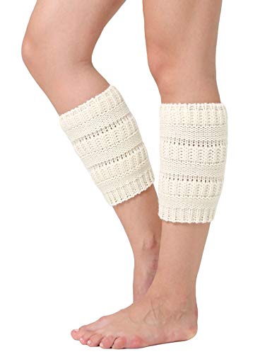 newrong Damen Kurze Strick Beinwärmer Beinstulpen Weiß Einheitsgröße von newrong