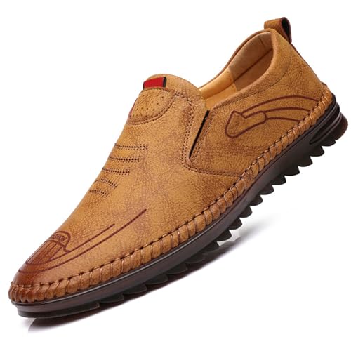 newrong Freizeitschuhe Walking Lederschuhe Herren One Foot Steigbügel Weich Atmungsaktiv Herrenschuhe, khaki, 38 2/3 EU von newrong