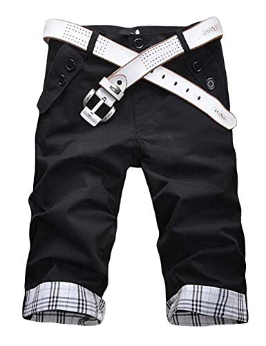 newrong Herren Bermuda Shorts mit Gürtel Schwarz XL von newrong