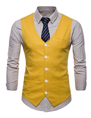 newrong Herren Freizeit Sakko Anzugwesten Gelb XXXL von newrong