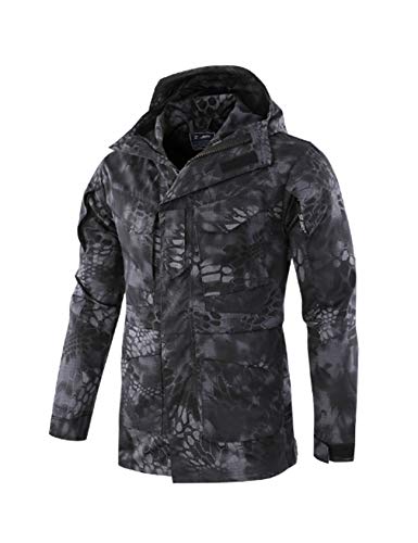 newrong Mantel Bergsteigen und Wandern Wasserdicht mit Kapuzen Winddicht Outdoor Jacke Fit Schwarzes Python-Muster von newrong