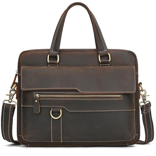 Herren Große Laptoptasche mit abnehmbaren Schultergurt echt Leder - 15.4 Zoll Laptop Business-Tasche Umhängetasche Aktentasche mit extra Laptop-Hülle, 9215 Dunkelbraun Herren Große Laptoptasche mit abnehmbaren Schultergurt echt Leder - 15.4 Zoll Laptop Business-Tasche Umhängetasche Aktentasche mit extra Laptop-Hülle, 9215 Dunkelbraun von newsbirds