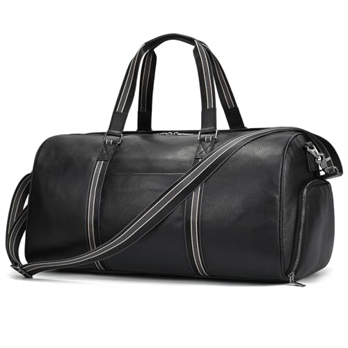 Reisetaschen Herren echt Leder Weekender Tasche Großen Kapazität Wasserdicht Reisetasche Unisex Vintage Handgepäck Bag von newsbirds