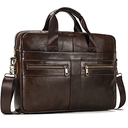 newsbirds 15.6 Zoll Herren Laptoptasche Leder Aktentasche Umhaengetasche Handtasche für Männer Herren Business Tasche Notebook Tasche Herren Bürotasche, 3316 braun von newsbirds