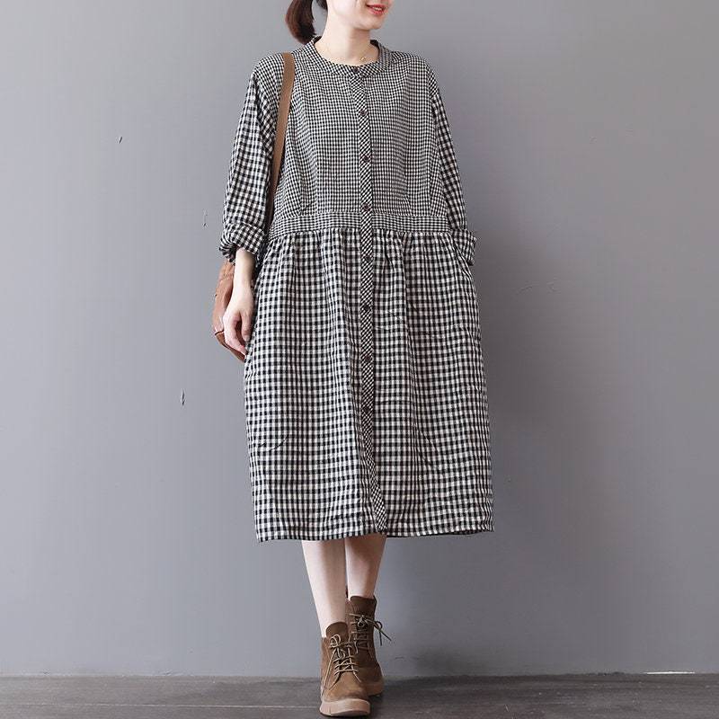 Langarm-Baumwoll-Shirt Tunika Für Frauen Frühling Herbst Kleid Lose Kaftan Plus Größe Kleidung Handgefertigt von newstar2016