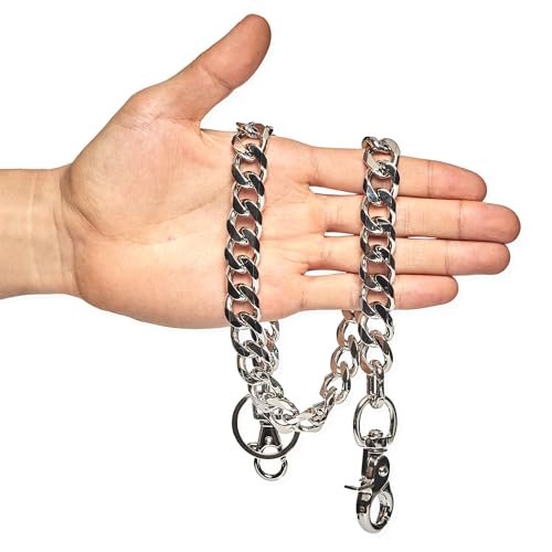 newtro Strapazierfähige Brieftaschenkette, Herren, Damen, Jungen, Mädchen, Biker, Motorradhose, Jeans, Punk, Gothic, Schlüsselanhänger, Schwarz, Gold, Silber, TH, Th05-Silber, 60.9 cm von newtro