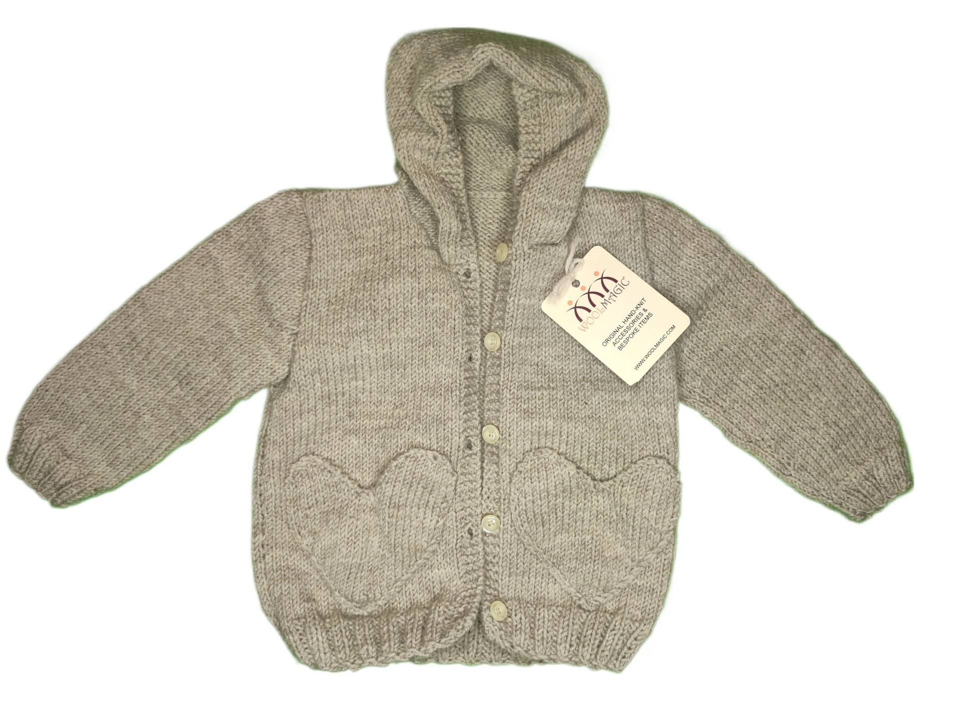 Babyjacke Für Neugeborene Mit Kapuze in Grau Mit Herzen Handgefertigt Merinowolle Babyjacke Für Neugeborene Mit Kapuze in Grau Mit Herzen Handgefertigt Merinowolle von newwoolmagic