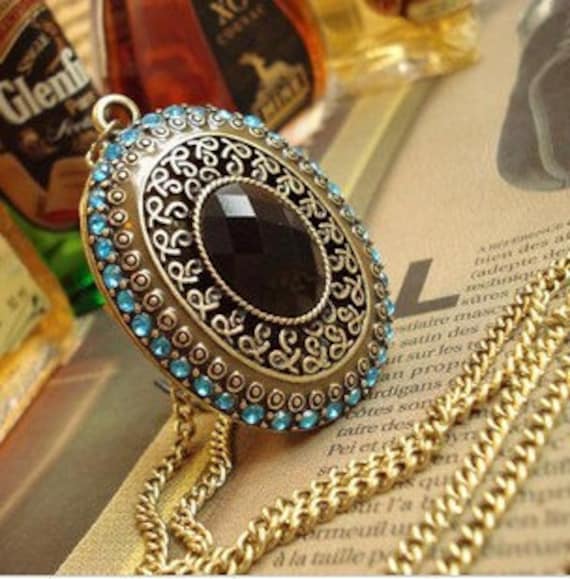 Messing Mond Stein Halskette von newyorkcrafts