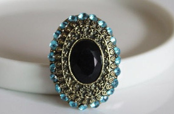 Messing Mond Stein Ring von newyorkcrafts