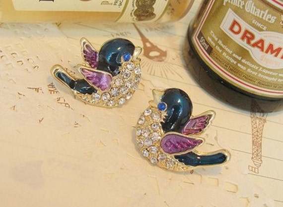 Schöne Blaue Vogel-Ohrringe von newyorkcrafts
