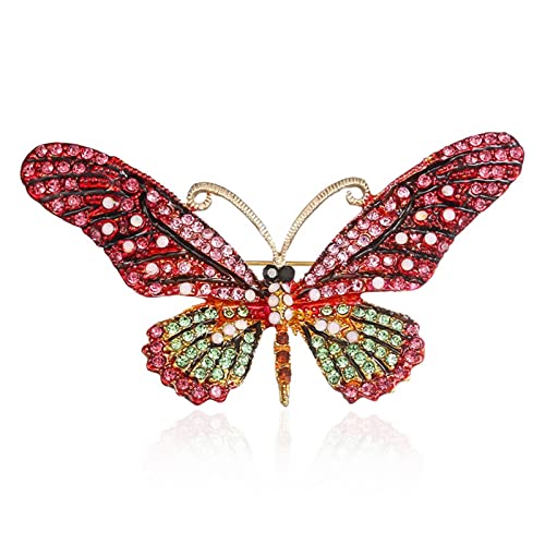 Brosche Pins Exquisite Schmetterlinge Broschen for Frauen Männer Tier Schmuck Geschenk Niedlich Elegant Mode Accessoires 1St (Color : Red) von nezih
