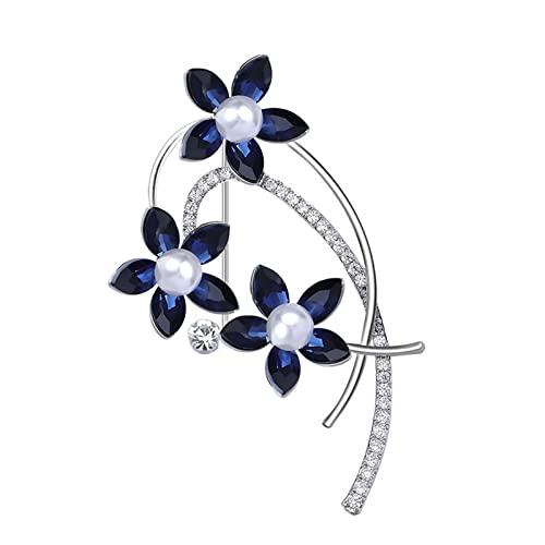 Einfache blaue Blume Zirkonia Brosche luxuriöse Blumen und Pflanzen Korsett Anzug Zubehör 1St von nezih
