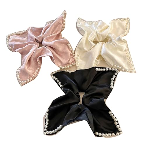 Elegantes quadratisches Haarband mit Perlen für Damen Seidenhaarbänder im koreanischen Sweet Style Accessoires für Frauen und Mädchen von nicamaikoo-shop