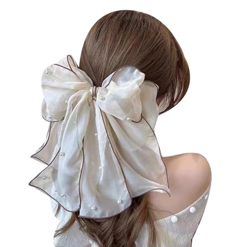 Haarspangen für dickes Haar Frauen-Schleifen-Haarspangen koreanischer süßer Stil Chiffon-Perlen-Accessoires für Frauen und Mädchen von nicamaikoo-shop