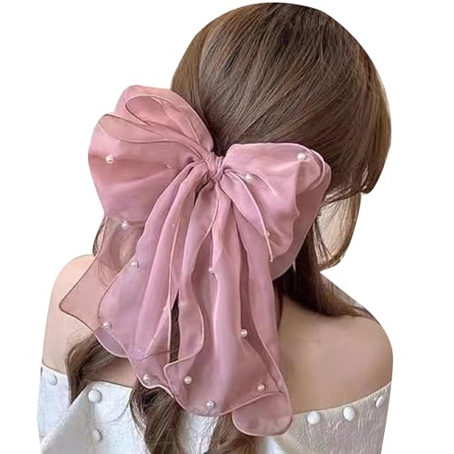 Haarspangen für dickes Haar Frauen-Schleifen-Haarspangen koreanischer süßer Stil Chiffon-Perlen-Accessoires für Frauen und Mädchen von nicamaikoo-shop