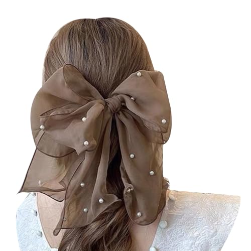 Haarspangen für dickes Haar Frauen-Schleifen-Haarspangen koreanischer süßer Stil Chiffon-Perlen-Accessoires für Frauen und Mädchen von nicamaikoo-shop