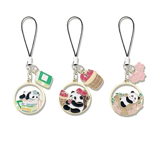 nicamaikoo-shop 3 Stück Tasche Charms niedlichen Panda Charm Riemen Handy Anhänger Zubehör für Tasche Schlüsselanhänger Kamera Brieftasche von nicamaikoo-shop