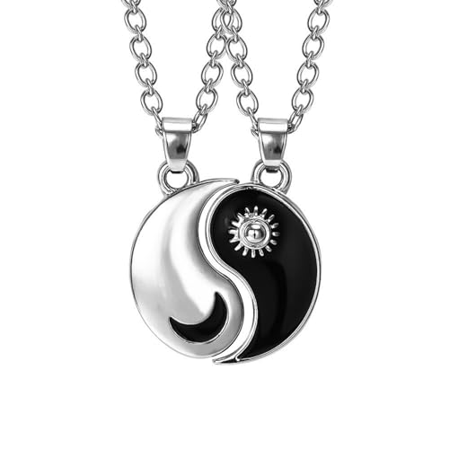 nicamaikoo-shop Yin Yang Tai Chi Halskette Freundinnen Halskette Freundschaft Halskette Paar Anhänger Kette Drachen Skulptur Schmuck Valentinstag Geschenk von nicamaikoo-shop